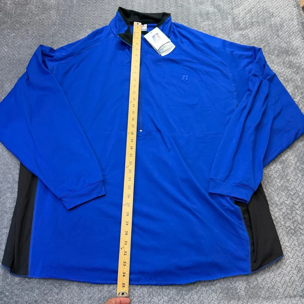 NWT Russell Athletic Pullover Mens 5X 1/4 Zip Blue Black Dri-Power Performance